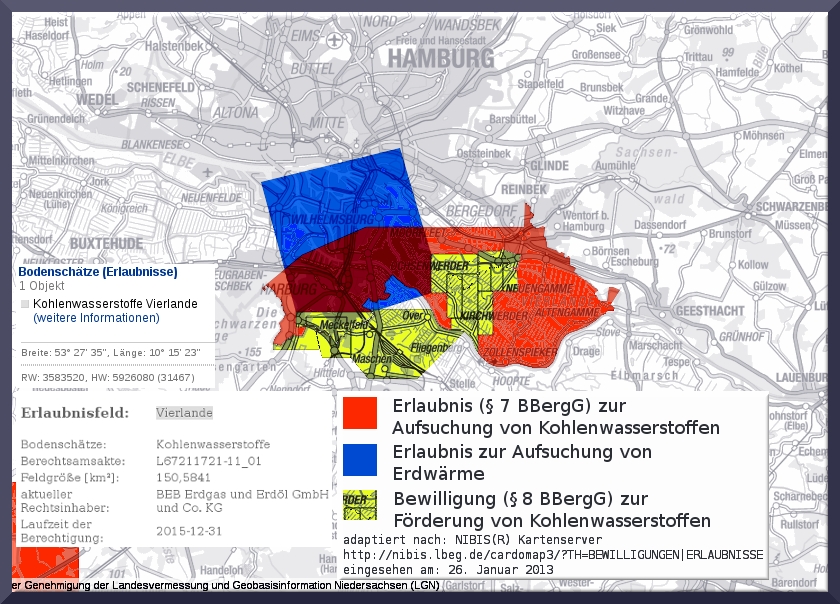 NIBIS (Ausschnitt Hamburg): Gas-, Öl- und Erdwärme-Aufsuchungs- und Förderfelder