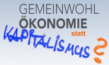 Titel der Veranstaltung "Gemeinwohlökonomie statt Kapitalismus"