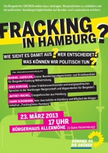 Veranstaltungsplakat Bündnis 90/Die Grünen: Info-VA zum Fracking in Allermöhe
