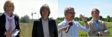 Umweltsenatorin Jutta Blankau (2. v. l.) und Birgit Berthy, Volker Dinse und Wolfgang Prott von der BSU im Landschaftskorridor Allermöhe