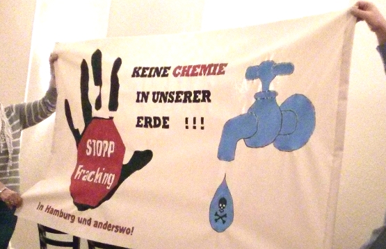 Transparent der »Bürgerinitiative FrackingFreies Hamburg«